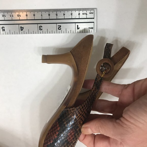 J.Renee’ Snake Print & Suede Fabric Low Heel Sling back - Picture 6 of 12